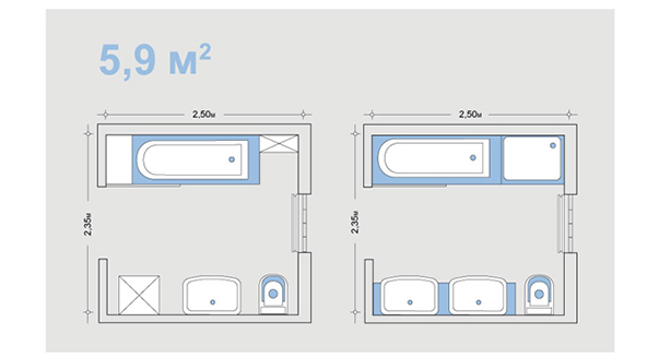 Планировка ванной комнаты без туалета