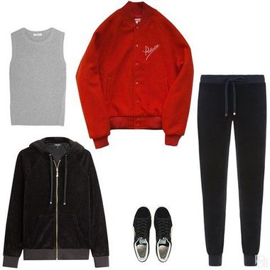 Велюровый костюм + майка + бомбер