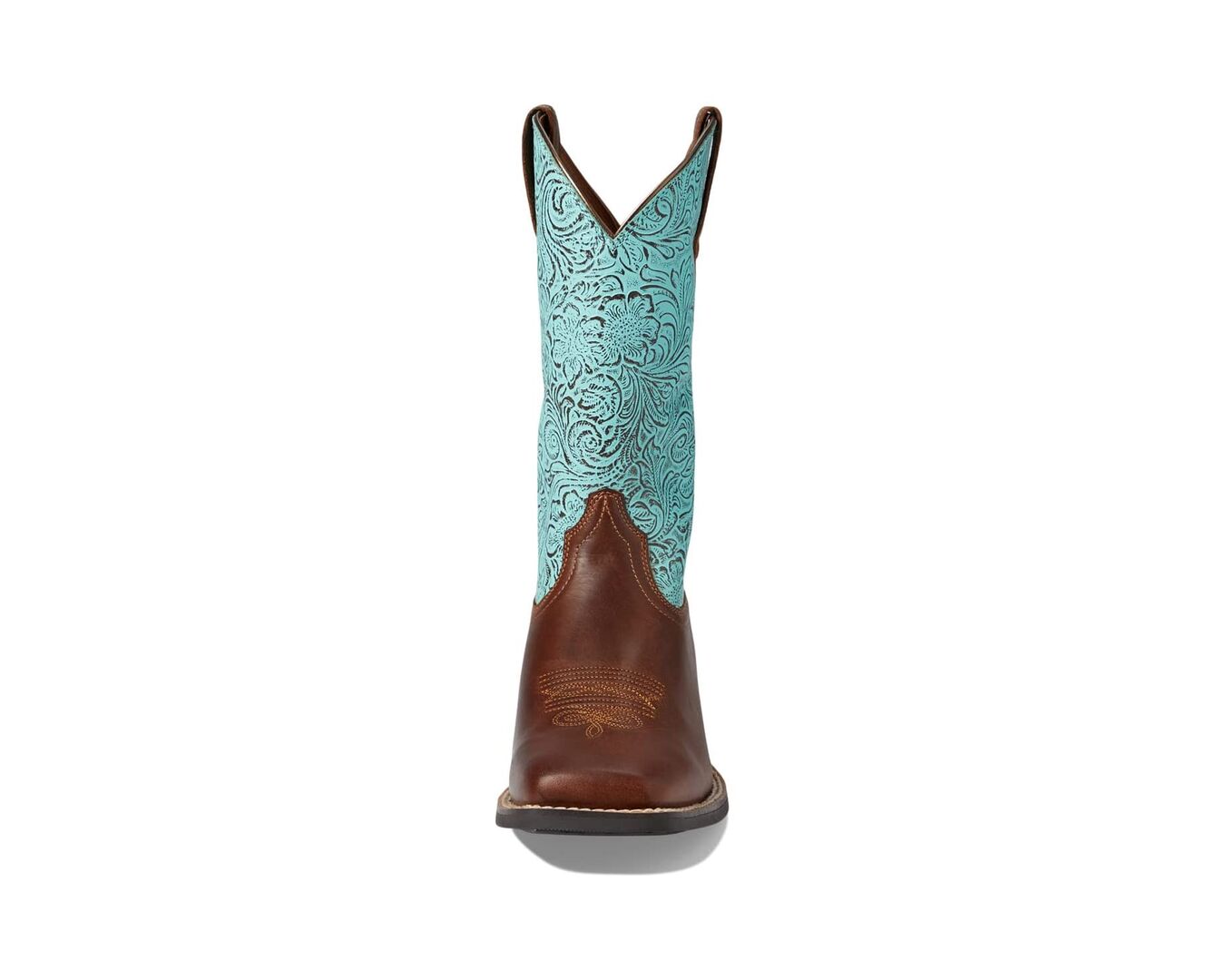 Ботинки Round Up Wide Square Toe Western Boot Ariat, коричневый 9611942 | Beduino Brown/Turquoise Floral Emboss фото 1