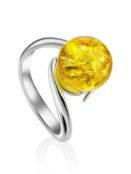 Кольцо с натуральным сверкающим лимонным янтарем «Юпитер»