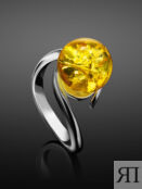 Кольцо с натуральным сверкающим лимонным янтарем «Юпитер»