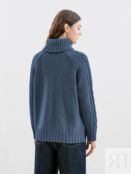 Свободный свитер из вязаного трикотажа синий Pompa