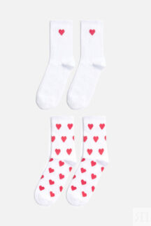Набор носков высоких с сердечками (2 пары) befree