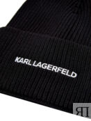 Шапка K/Essential английской вязки с контрастной вышивкой KARL LAGERFELD