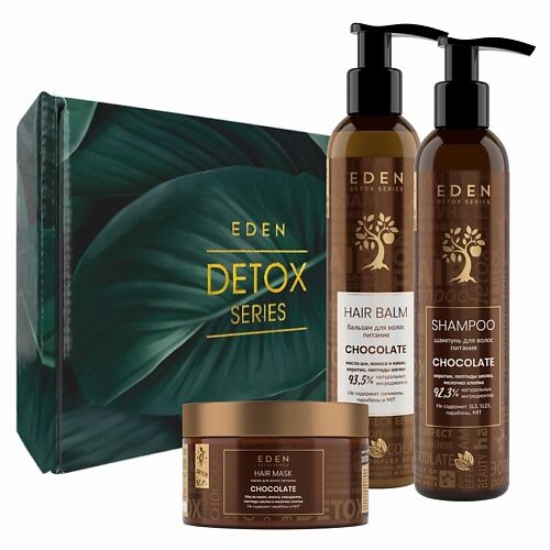 EDEN Подарочный Набор Шампунь +Бальзам +маска DETOX Chocolate+подарок Шоппе MPL271571 фото 1