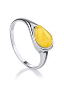 Нежное кольцо «Орфей» из натурального балтийского янтаря медового цвета