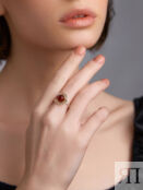 Нежное ажурное кольцо из с янтарём коньячного цвета «Венера»