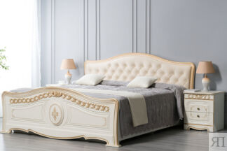 Кровать 1600 Азалия Белый мат с мягким изголовьем