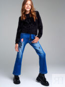 Брюки текстильные джинсовые утепленные флисом для девочек PlayToday Tween