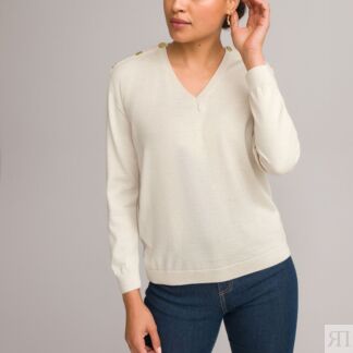 Пуловер с V-образным вырезом из тонкого трикотажа смешанная шерсть  50/52 (