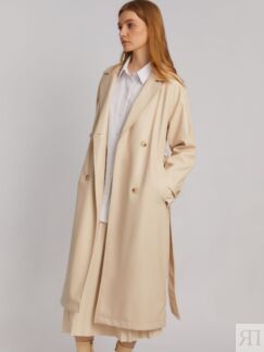Длинное пальто-тренч из экокожи с рукавами реглан и поясом Zolla