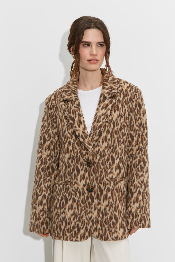 Пальто-жакет укороченное с леопардовым принтом Mollis