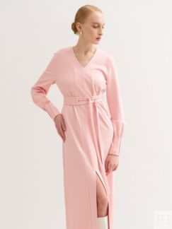 Розовое платье с поясом на кольцах Virele