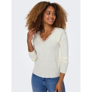 Пуловер с V-образным вырезом из тонкого трикотажа  XL белый