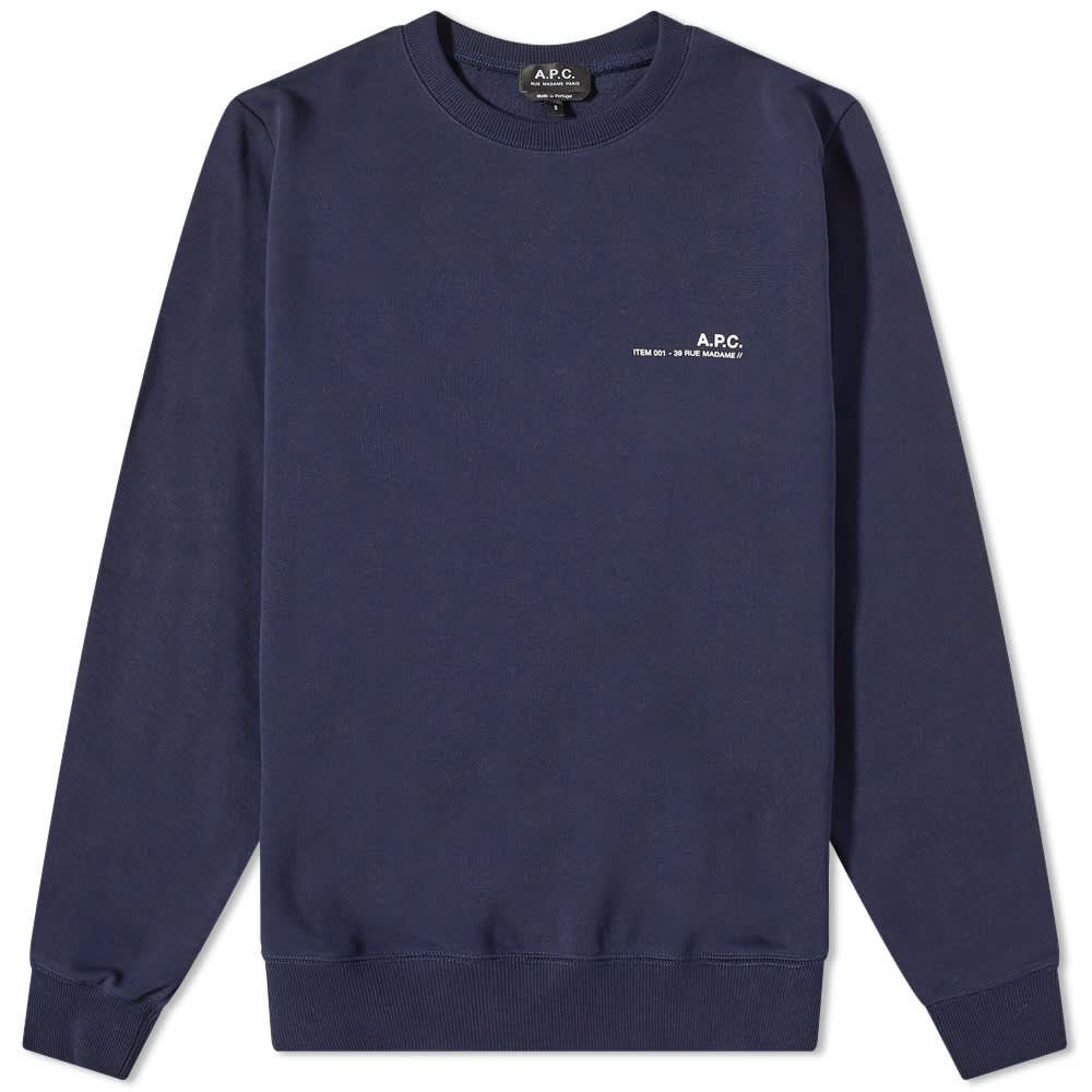 Толстовка A.P.C. Item Logo Crew Sweat COFBQ-H27608-IAK | Dark Navy фото 1