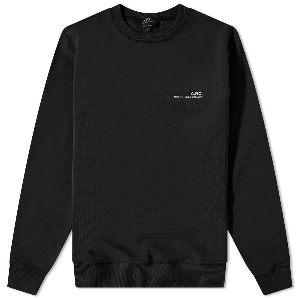 Толстовка A.P.C. Item Logo Crew Sweat COFBQ-H27608-LZZ | Black фото 1