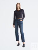 Голубые джинсы до щиколотки прямого кроя с высокой посадкой Calvin Klein