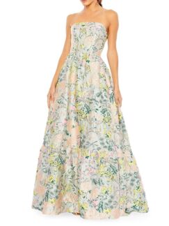 Бальное платье из парчи с цветочным принтом Mac Duggal