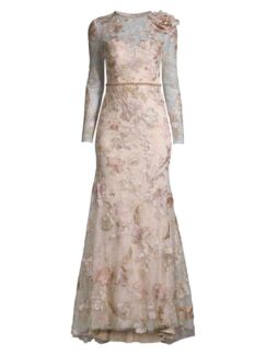 Кружевное платье с цветочным декором Mac Duggal