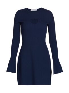 Трикотажное платье в рубчик с вырезом в форме сердца MACH & MACH, синий