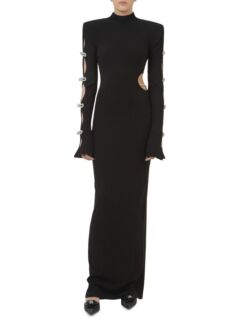 Платье макси с вырезами, украшенное кристаллами MACH & MACH, черный