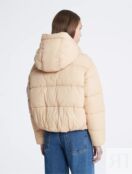 Куртка Calvin Klein Boxy Hooded Puffer, бежевый
