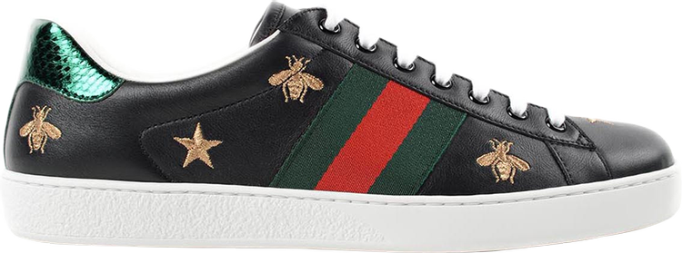 Кроссовки Gucci Ace Embroidered Bees and Stars, черный 386750 A38F0 1079 | Bees and Stars фото 1