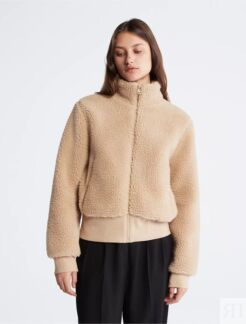 Куртка Calvin Klein Sherpa Mock Neck, светло-коричневый
