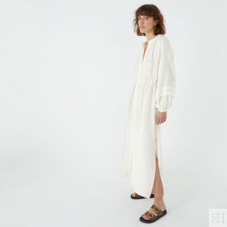Платье-макси длинное расклешенное длинные рукава с напуском  52 белый