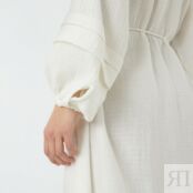 Платье-макси длинное расклешенное длинные рукава с напуском  54 белый