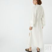 Платье-макси длинное расклешенное длинные рукава с напуском  54 белый